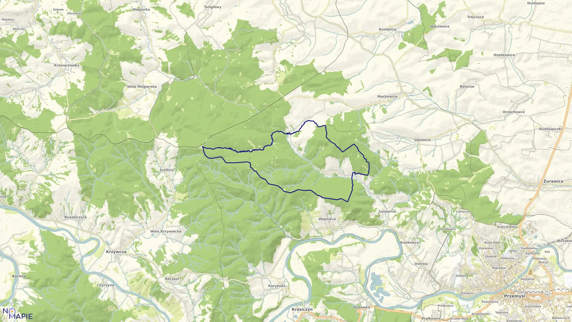 Mapa obrębu Bełwin w gminie Przemyśl
