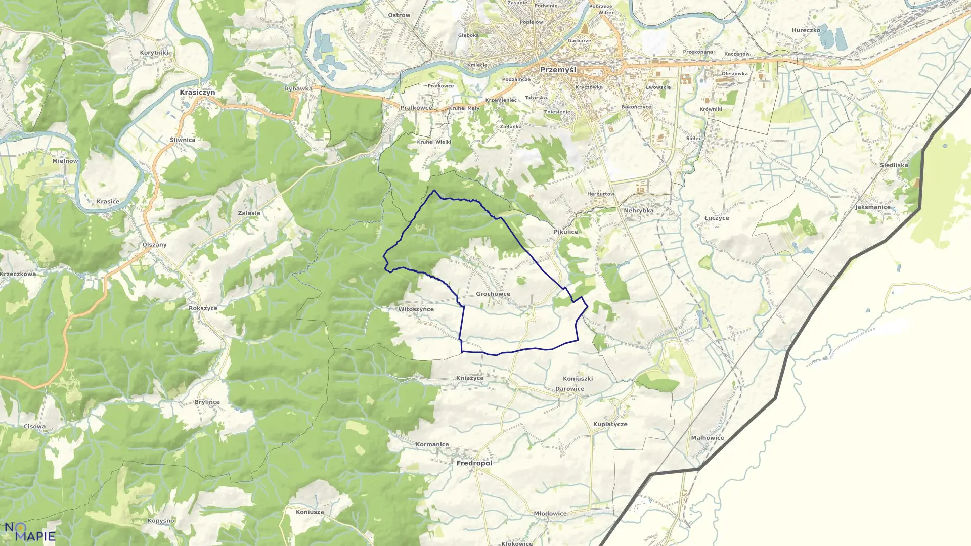 Mapa obrębu Grochowce w gminie Przemyśl