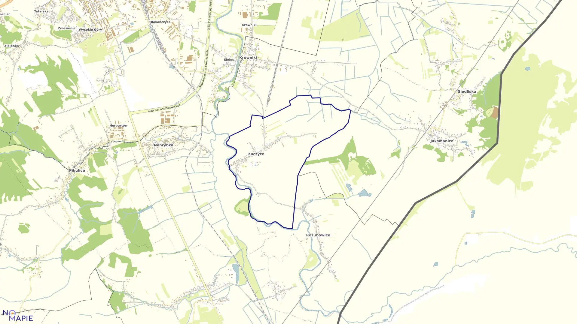 Mapa obrębu Łuczyce w gminie Przemyśl