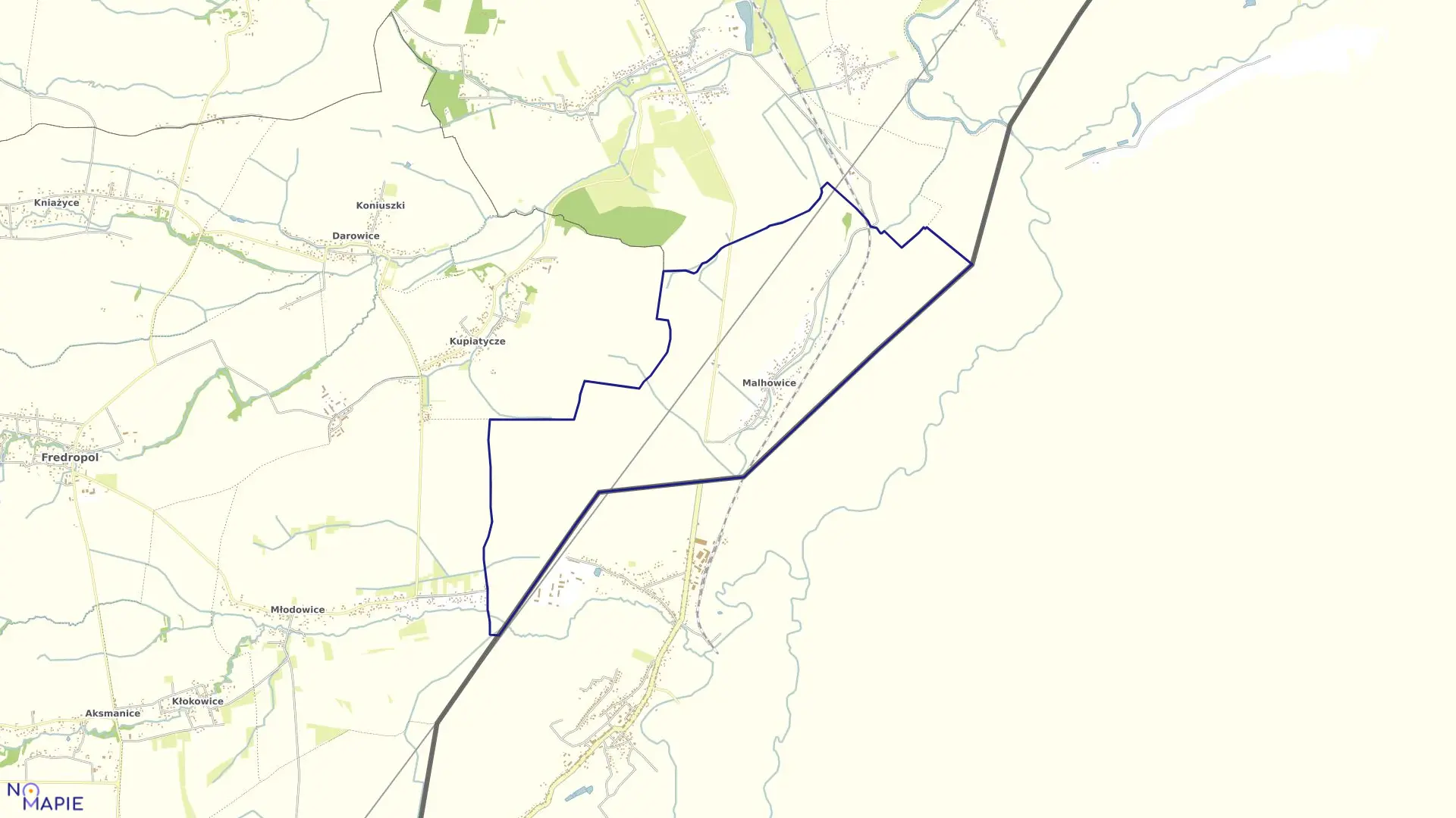 Mapa obrębu Malhowice w gminie Przemyśl