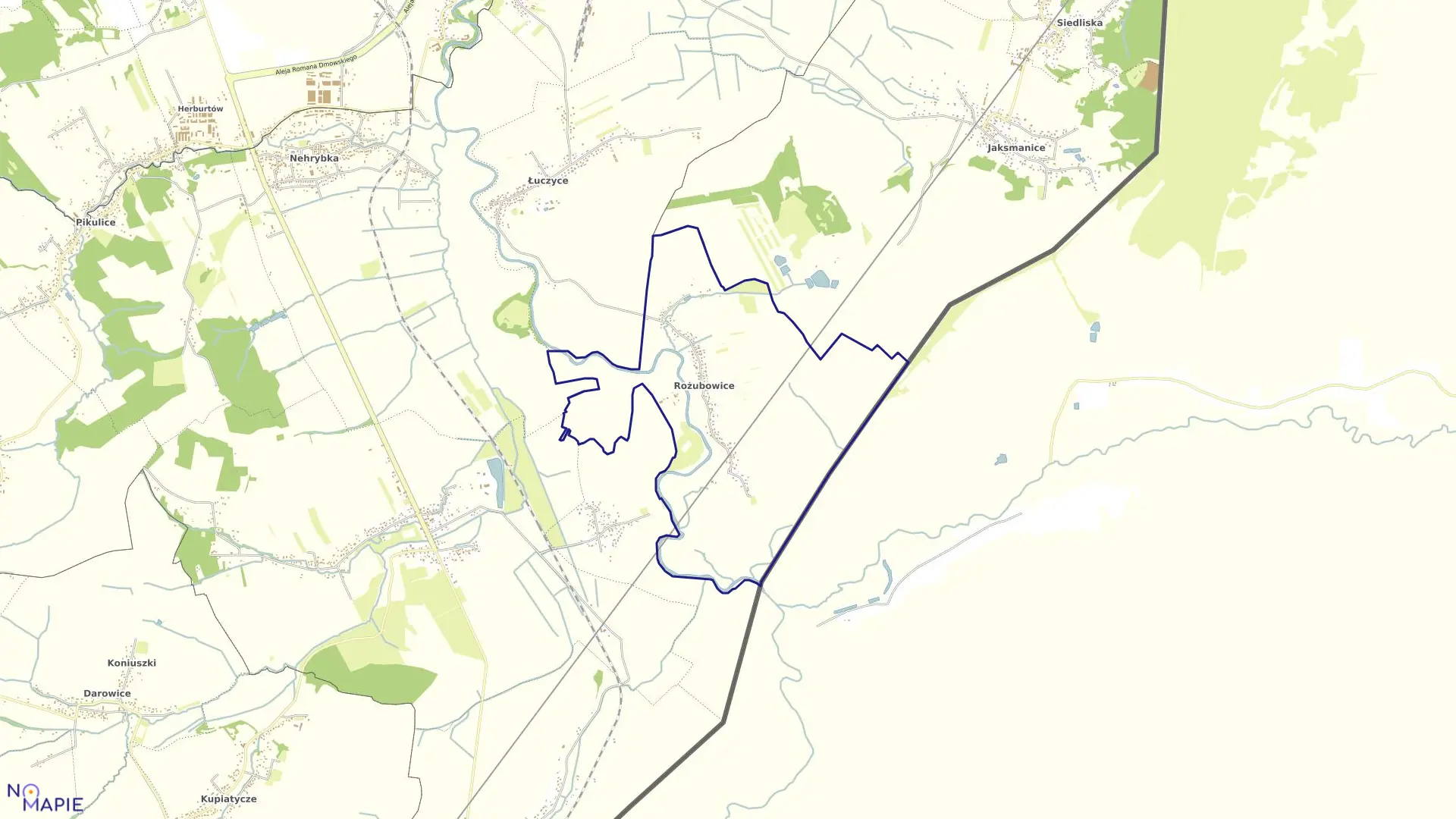 Mapa obrębu Rożubowice w gminie Przemyśl