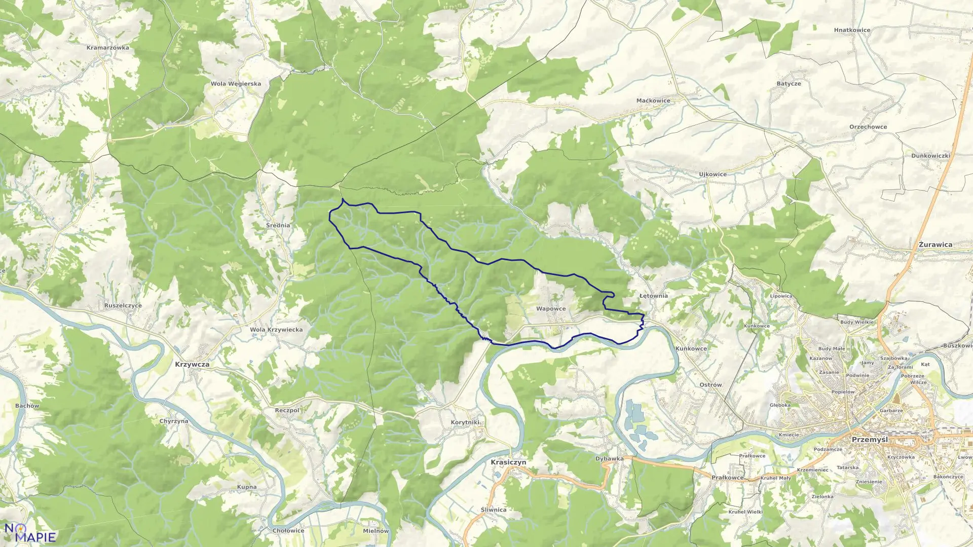 Mapa obrębu Wapowce w gminie Przemyśl